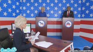Parker Swayze şi Bernie în parodia sexuală Trump-Clinton