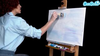 Ryan Keely Bob Ross cosplay este de gând sălbatic la momentul de pictură