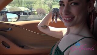Ziua Delilah seduce în mașină în vacanță, freacă cocoș și torturi în fața camerei Pov
