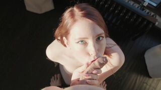 Mollyredwolf lui sex oral de foc de locuri de muncă - sperma fierbinte în gură pov în