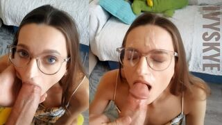 Seducţia fetei Mostoha: Suge pula mare și înghite totul