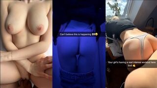 O partidă murdară de fete de colegiu într-o selecţie de snapchat pe ecranul trei