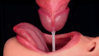 Imagine de prim-plan: cele mai bune spritzes sex oral de două ori! Excitat, sex oral pufos! Cel mai umed cocoș supt în Asmr 4k
