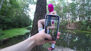 Blondă adolescent dracu 'în cosplay, fata cum balaklava