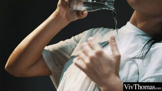 Frumos păr şaten ungere reciproc fierbinte şi 69-