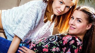 Eveline Dellai's wild riding with two-headed penis